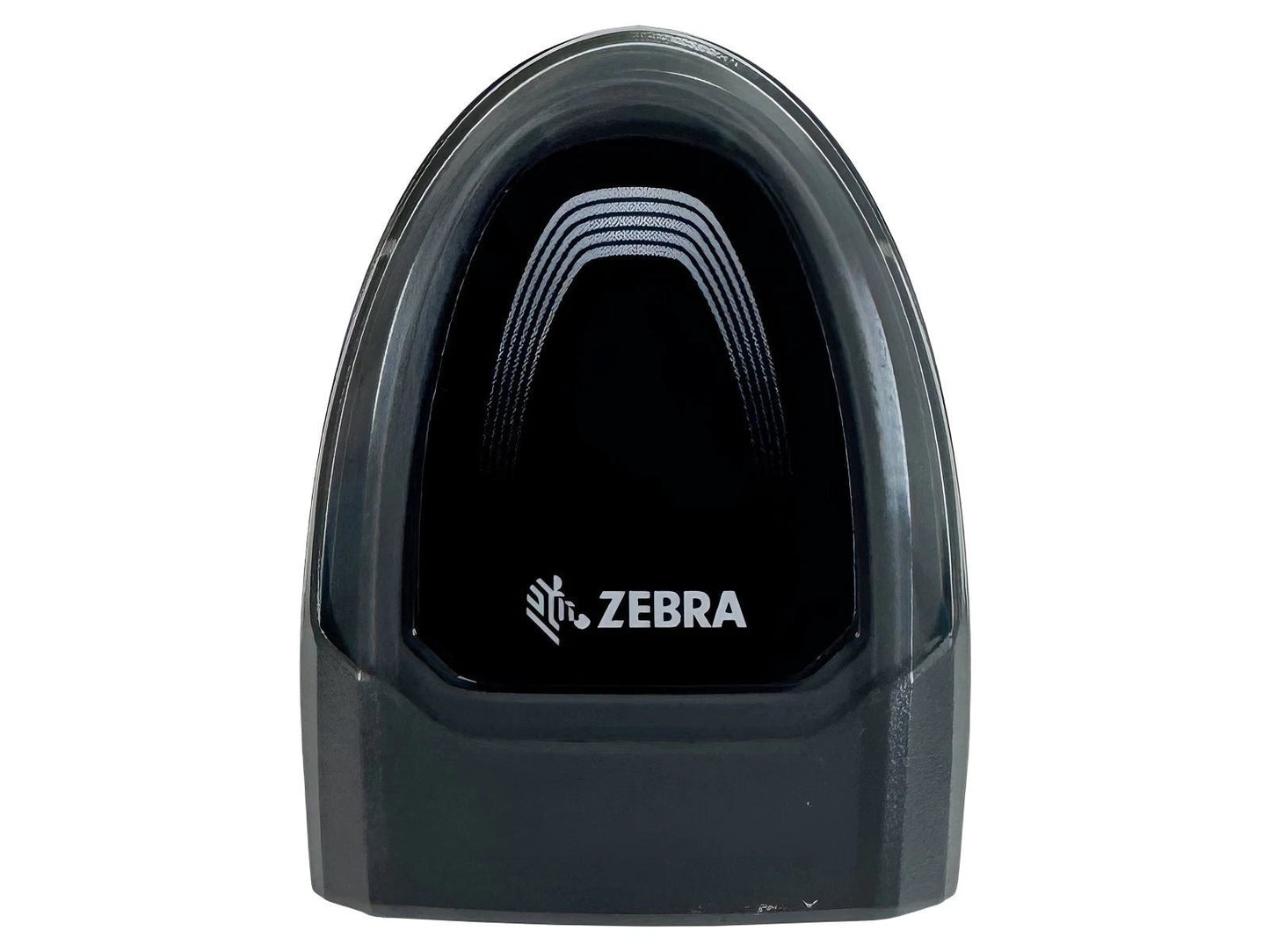 Top view of barcode scanner housing with Zebra logo