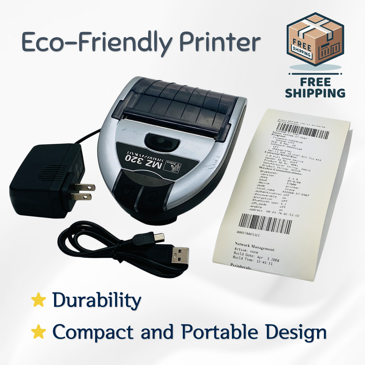 Zebra MZ320 Mobile Thermal Receipt Label Printer 203 DPI Bluetooth