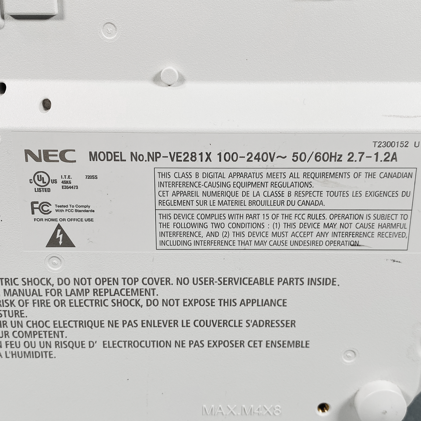 NEC NP-VE281X - DLP Projector 2800 Lumens HD PC 3D Ready XGA