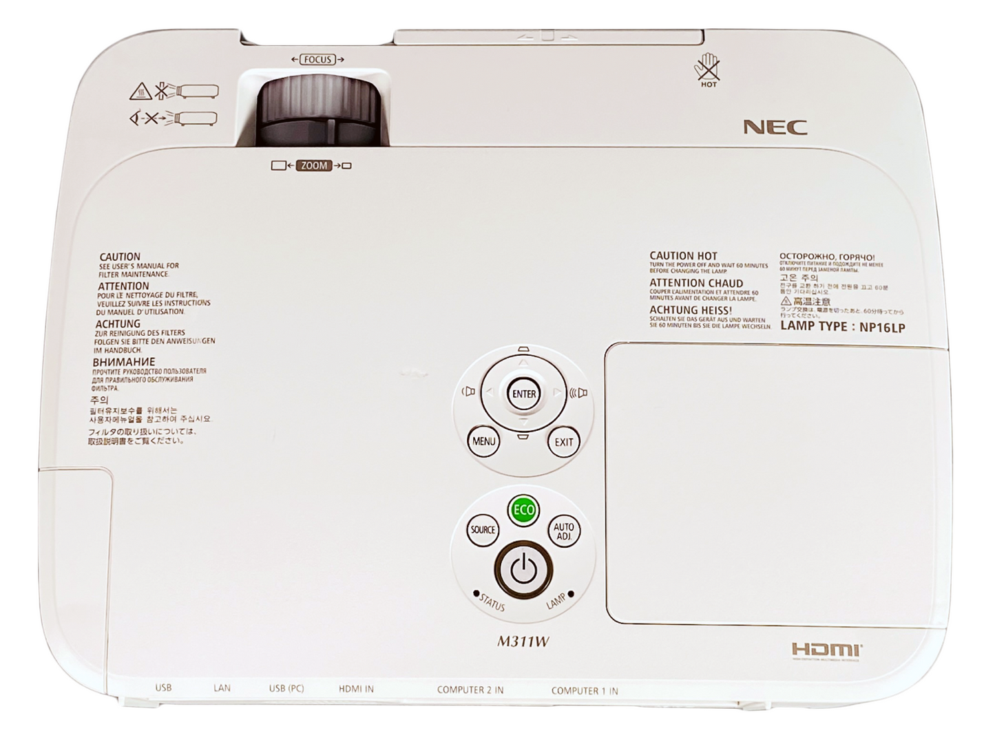 NEC NP-M311W 3LCD Projector 3,100 Lumens Full HD WXGA HDMI