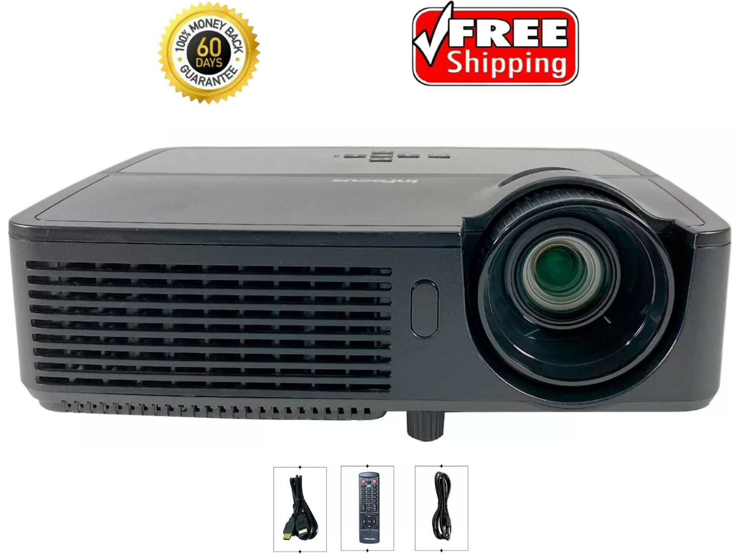 InFocus IN2126 DLP Projector 3200 ANSI WXGA Portable 3D Ready 4k HDMI w/Bundle