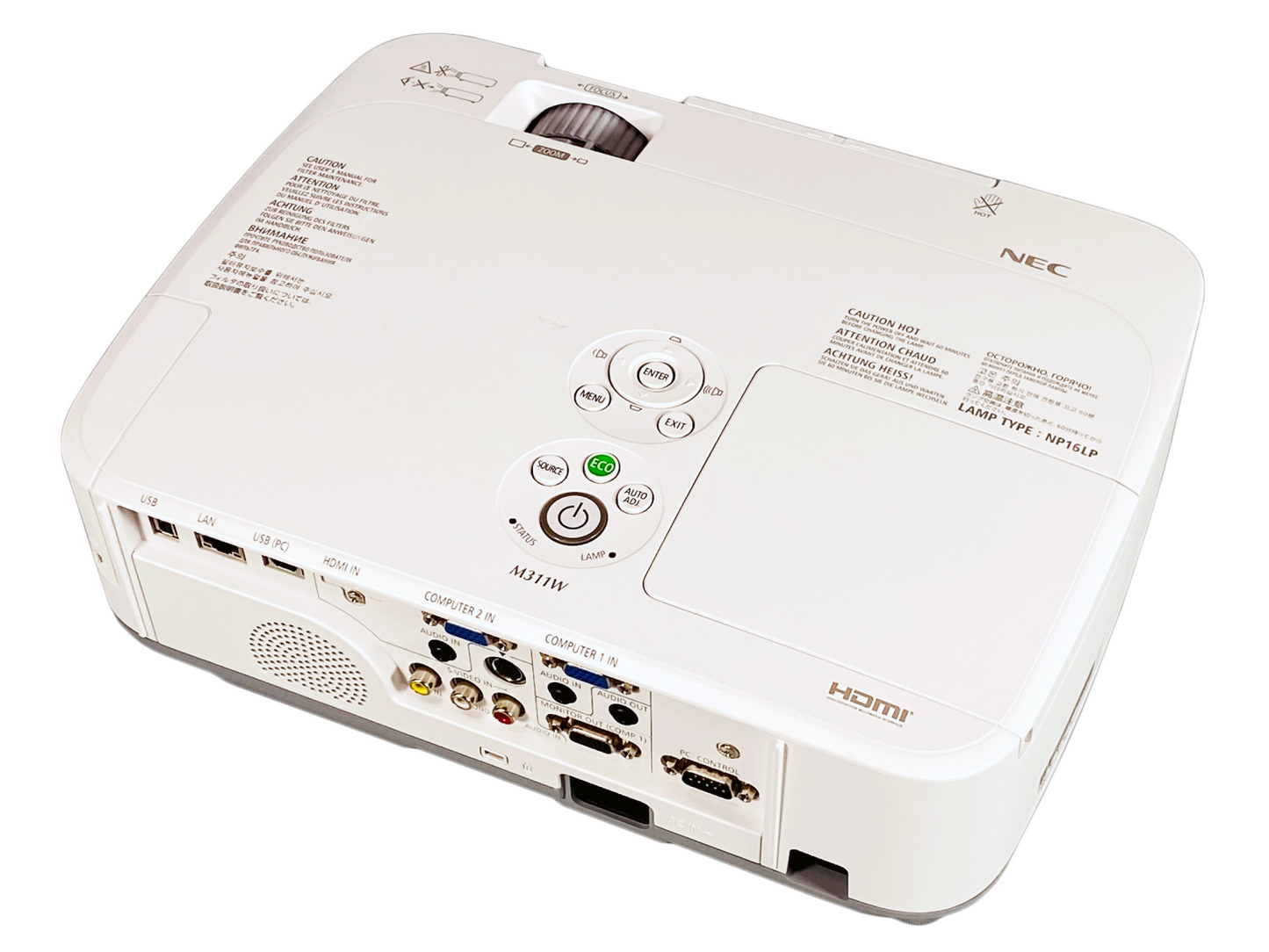 NEC NP-M311W 3LCD Projector 3,100 Lumens Full HD WXGA HDMI