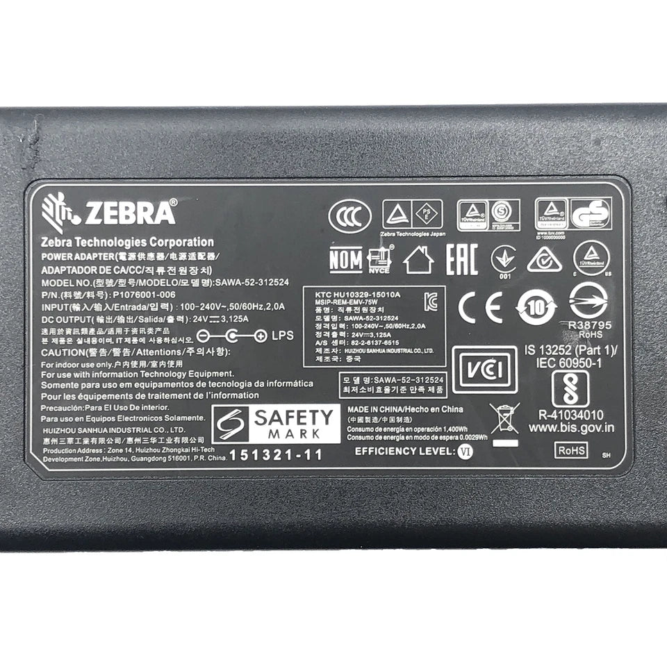 Original Zebra 24V AC Power Adapter for Zebra ZD621 Barcode Label Printer