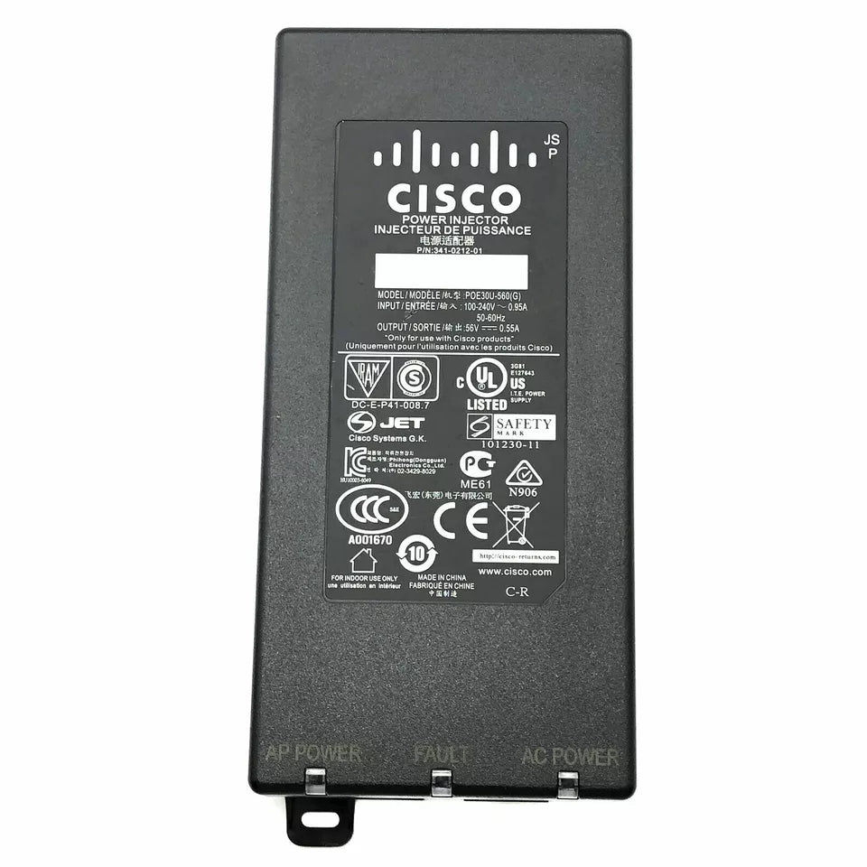 Original Cisco Meraki MA-INJ-4-US Power Injector 802.3at PoE 56V OEM