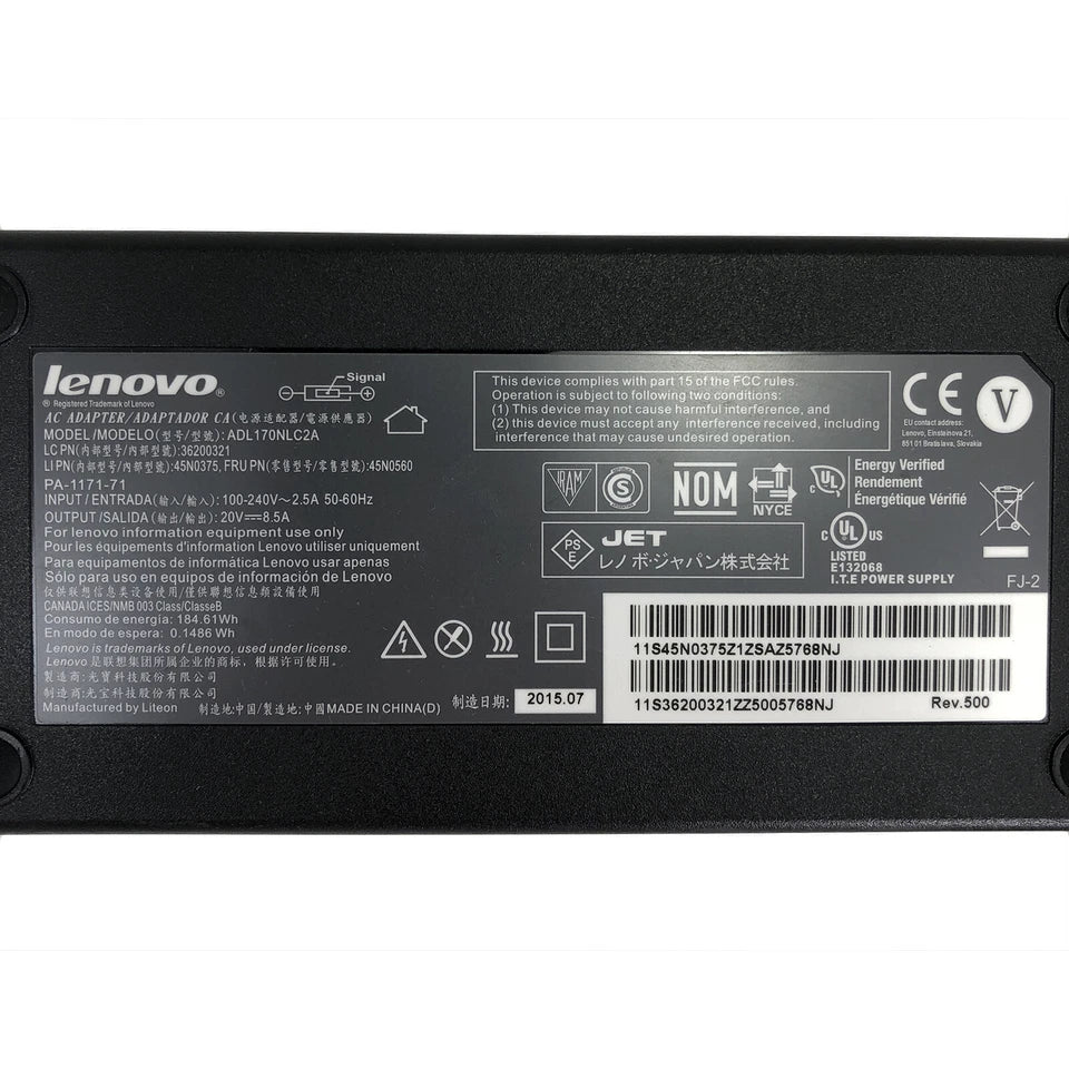 Original Lenovo 170W AC Adapter for ThinkPad P1 Gen 3 4 5 6 7 Laptop Charger OEM