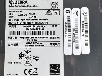 Zebra ZD620 ZD620d 203 DPI Direct Thermal Desktop Label Printer - Ethernet LAN USB