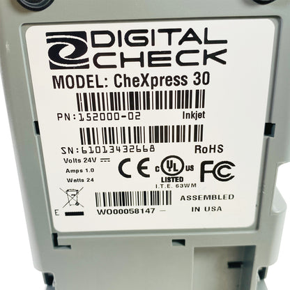 Digital Check CheXpress CX30 Compact Duplex Check Scanner with Inkjet CX30-152000-02