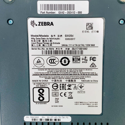 Zebra GX420d Direct Thermal Label Printer | USB, Ethernet, Serial (GX42-202412-000)