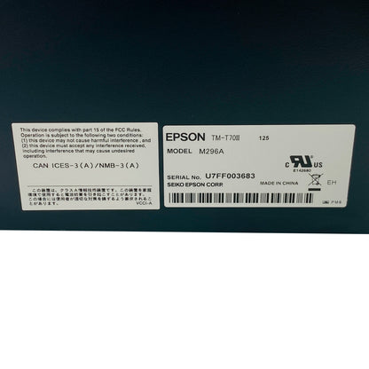 Epson TM-T70II Thermal Receipt Printer – M296A | USB, Serial, Ethernet