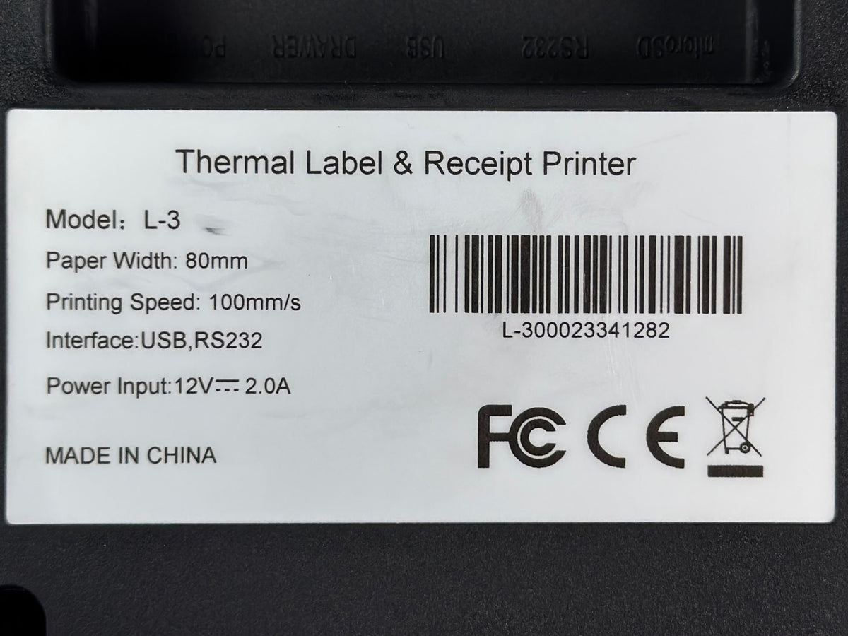 Thermal Label & Receipt Printer L-3 – USB, RS232, Power Supply