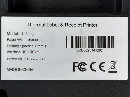 Thermal Label & Receipt Printer L-3 – USB, RS232, Power Supply
