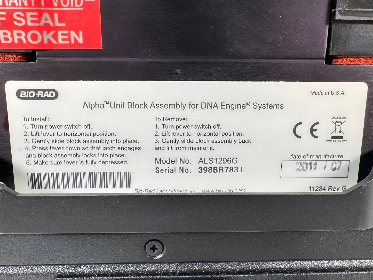 Bio - Rad Dyad Peltier Thermal Cycler PTC0220G – ALD1244G ALS1296G