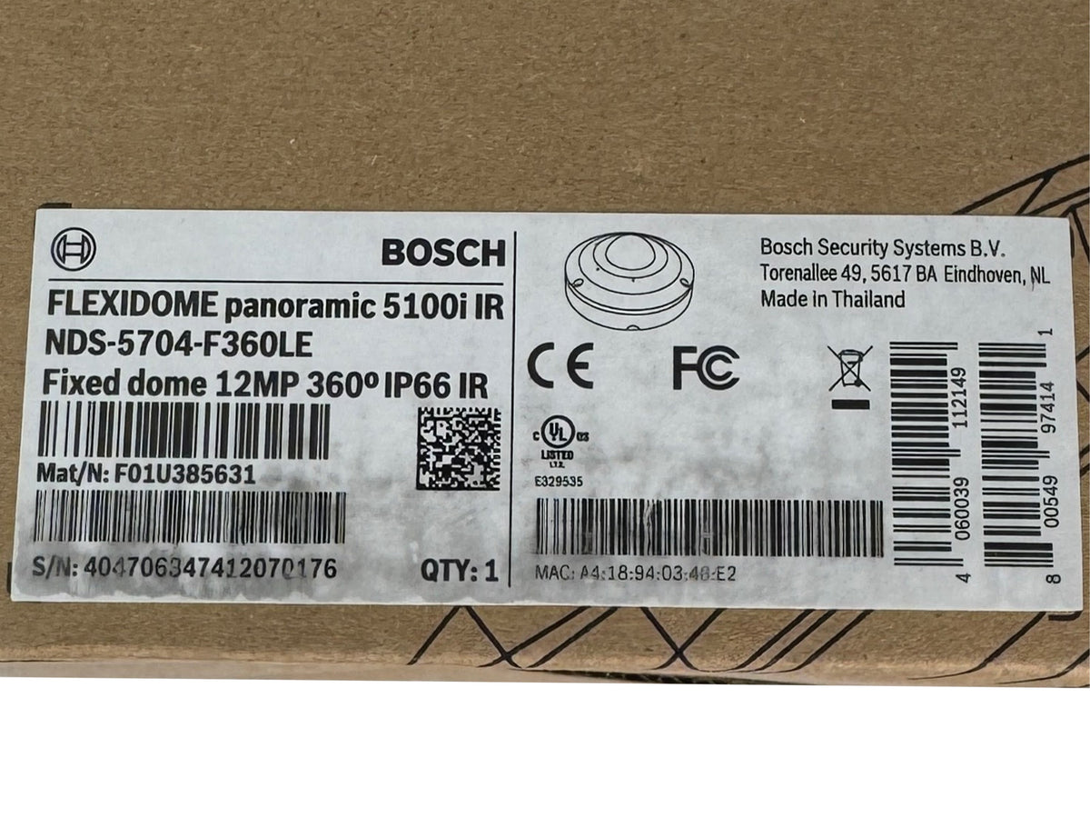 Bosch FLEXIDOME 5100i 12MP 360° IR Fisheye IP Camera | NDS-5704-F360LE