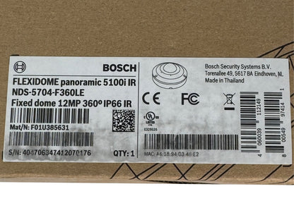 Bosch FLEXIDOME 5100i 12MP 360° IR Fisheye IP Camera | NDS-5704-F360LE