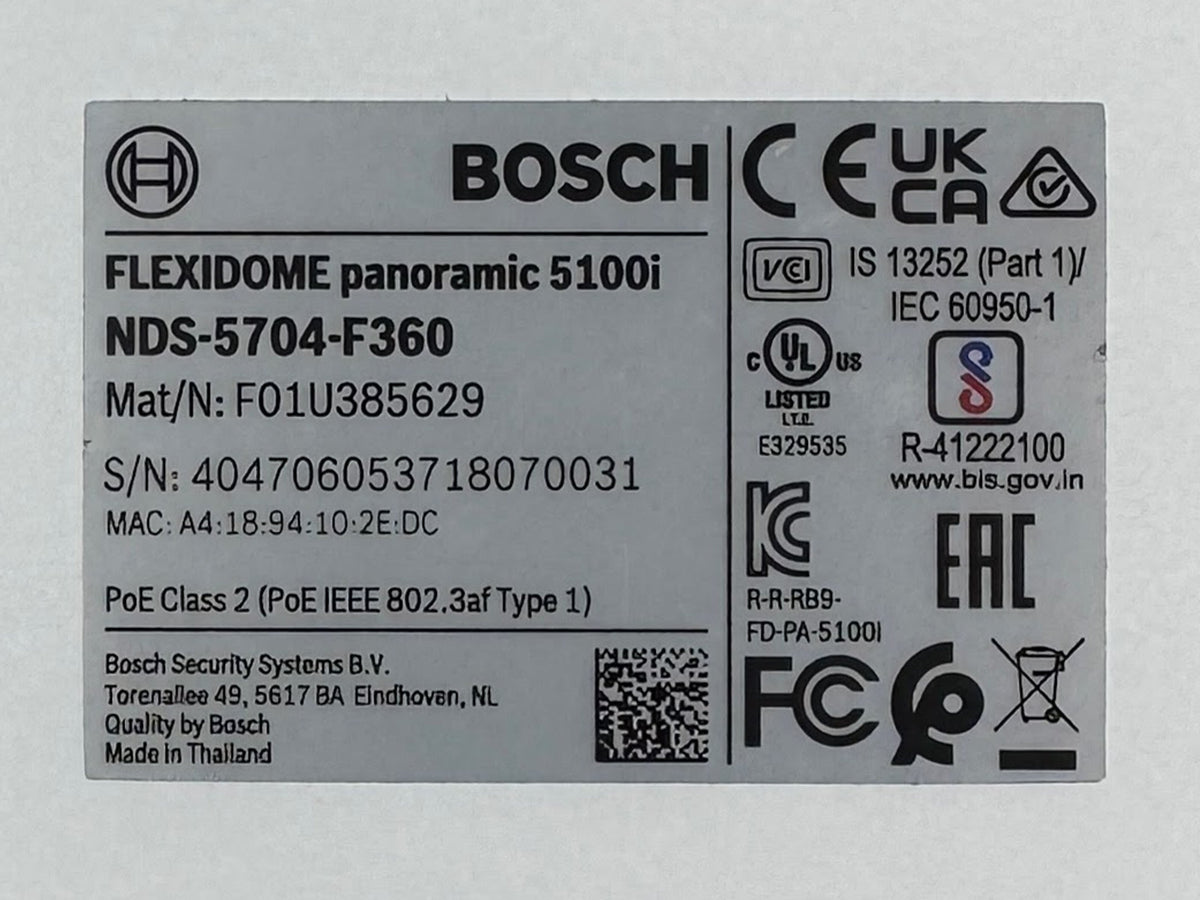 Bosch FLEXIDOME 5100i 12MP 360° Panoramic IP Camera | NDS-5704-F360
