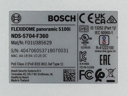 Bosch FLEXIDOME 5100i 12MP 360° Panoramic IP Camera | NDS-5704-F360