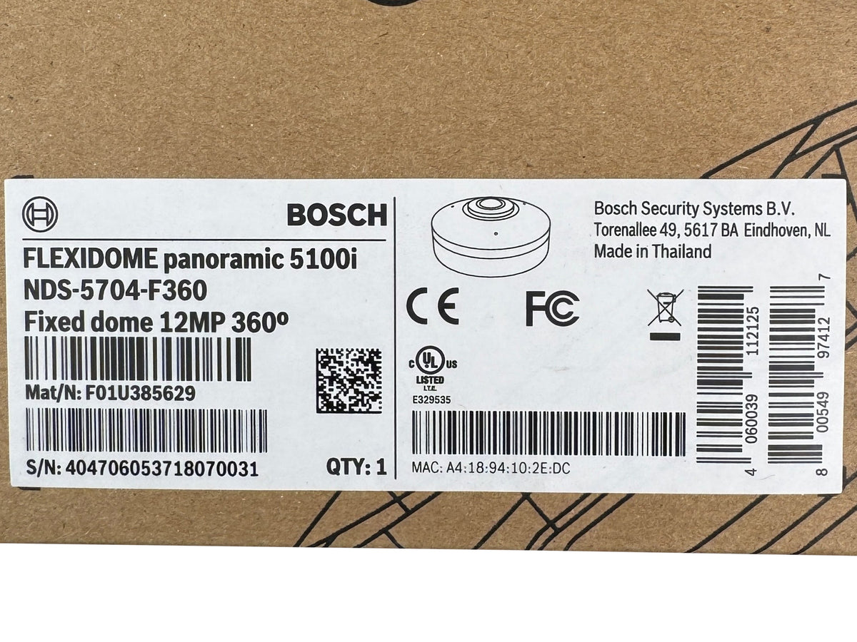 Bosch FLEXIDOME 5100i 12MP 360° Panoramic IP Camera | NDS-5704-F360