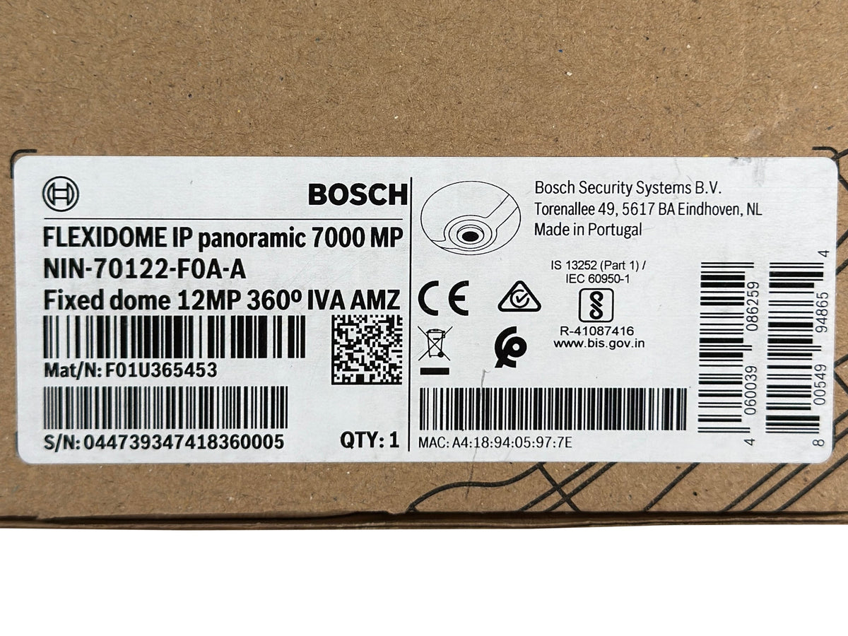 Bosch Flexidome IP Panoramic 7000 MP Dome Camera | NIN-70122-F0A-A