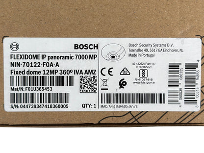 Bosch Flexidome IP Panoramic 7000 MP Dome Camera | NIN-70122-F0A-A