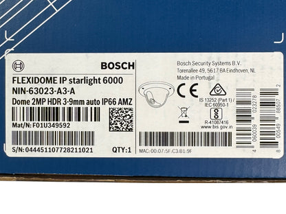 Bosch Flexidome IP Starlight 6000 2MP HDR Security Camera | NIN-63023-A3-A