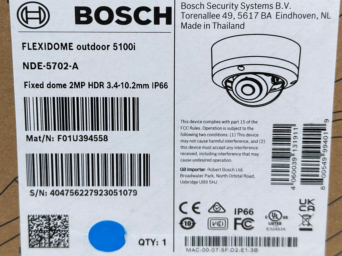 Bosch NDE-5702-A FLEXIDOME 5100i Outdoor IP Dome Security Camera