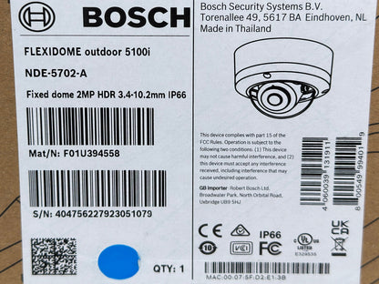 Bosch NDE-5702-A FLEXIDOME 5100i Outdoor IP Dome Security Camera