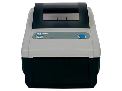 Straight front view of compact desktop printer