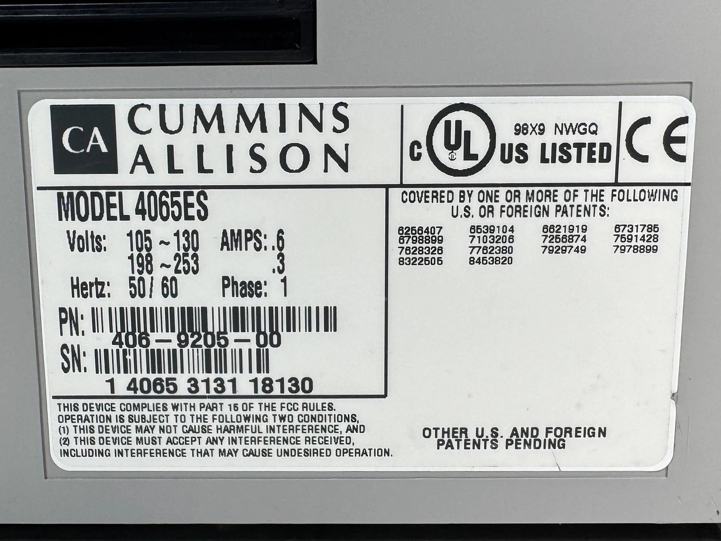 Cummins Allison JetScan 4065ES Currency Bill Counter – UV/MG/Fluorescence Detection, Touchscreen