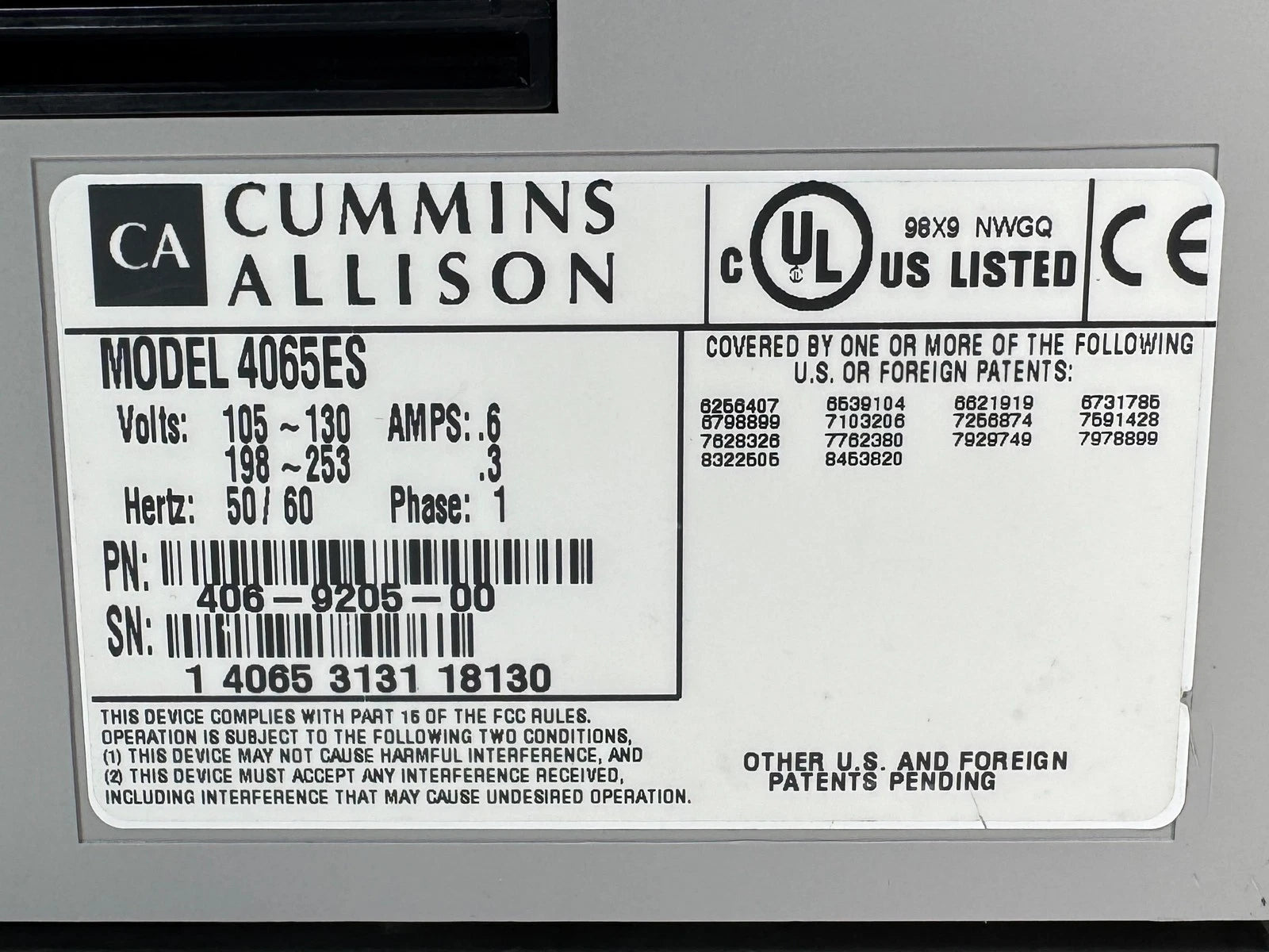 Cummins Allison JetScan 4065ES Currency Bill Counter – UV/MG/Fluorescence Detection, Touchscreen