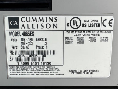 Cummins Allison JetScan 4065ES Currency Bill Counter – UV/MG/Fluorescence Detection, Touchscreen