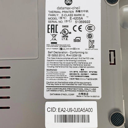 Datamax E - 4205A Direct Thermal Barcode Printer – Cutter, LAN, USB