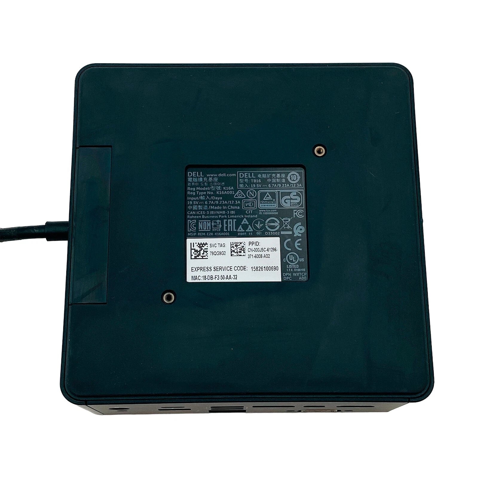 Dell TB16 Thunderbolt Dock K16A K16A001 USB - C Dual 4K Docking Station