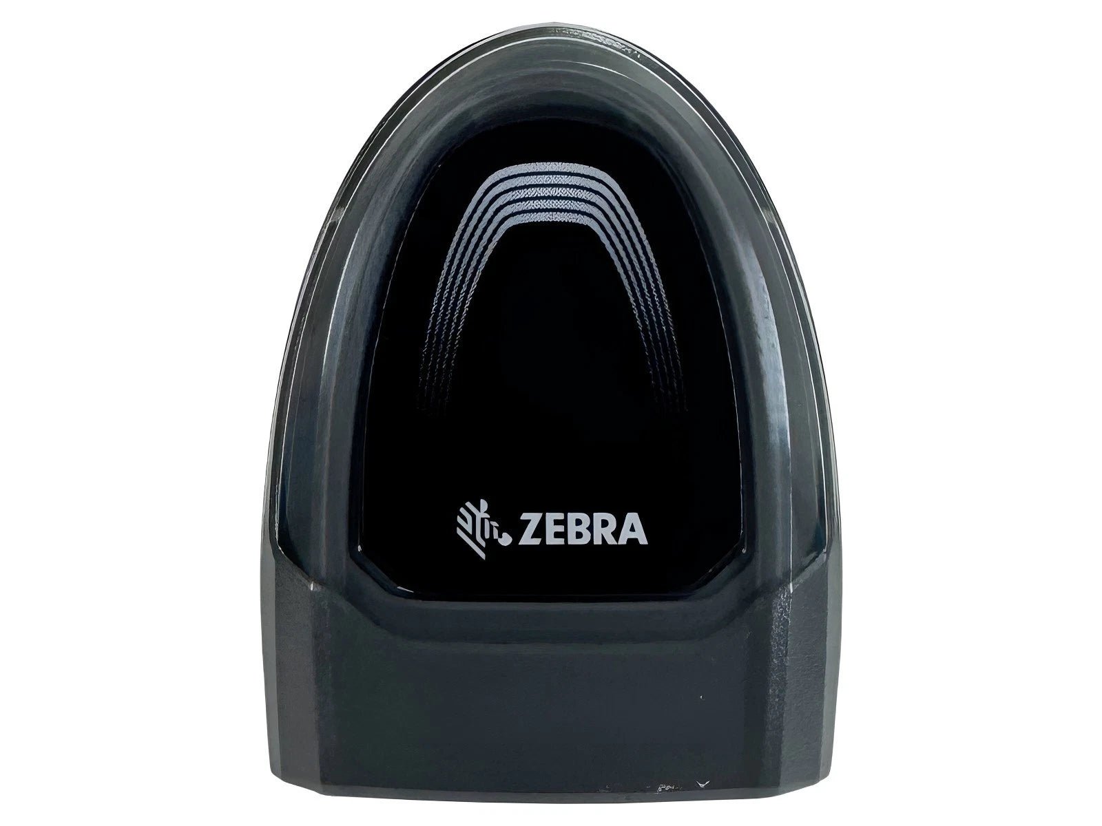 Top view of barcode scanner housing with Zebra logo