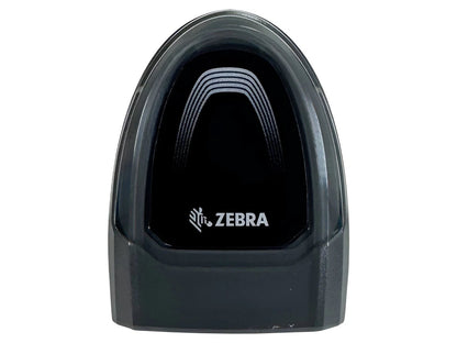 Top view of barcode scanner housing with Zebra logo