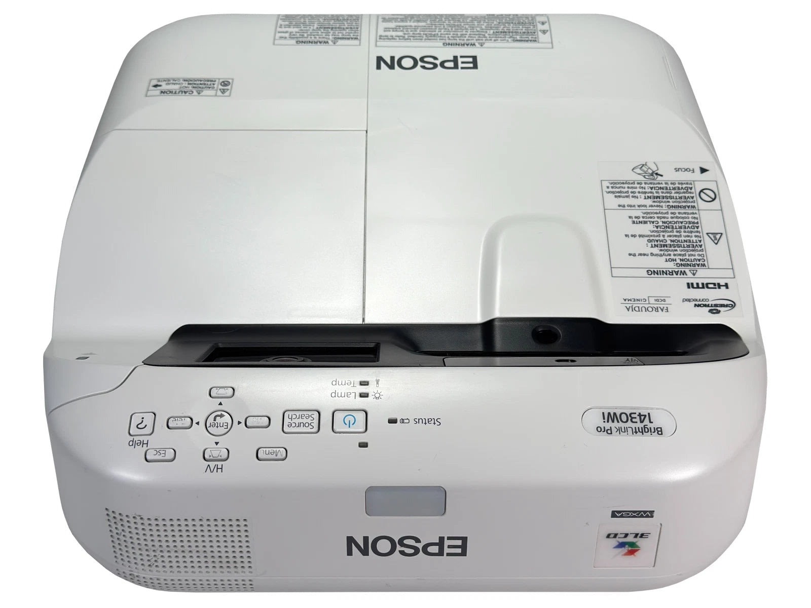 Projector top control buttons and indicator panel