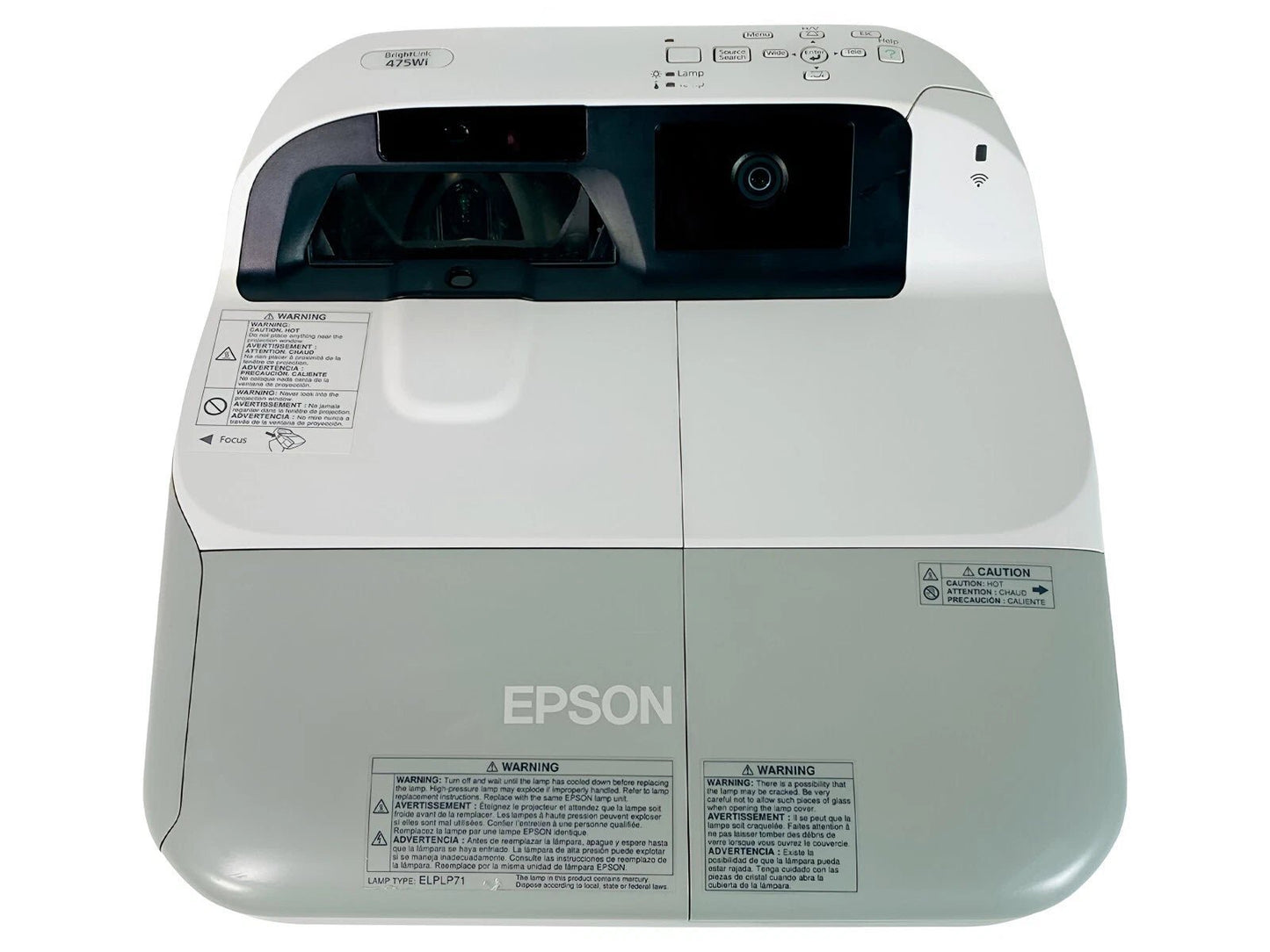 Epson BrightLink 475Wi H453A 3LCD Interactive UST Projector – 2600 Lumens, WXGA, HDMI, ELPLP71+