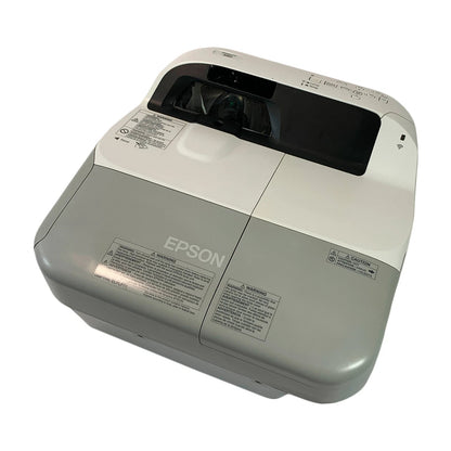 Epson PowerLite 480 H485A 3LCD Ultra Short Throw Projector 3000 Lumens with HDMI top front angled view