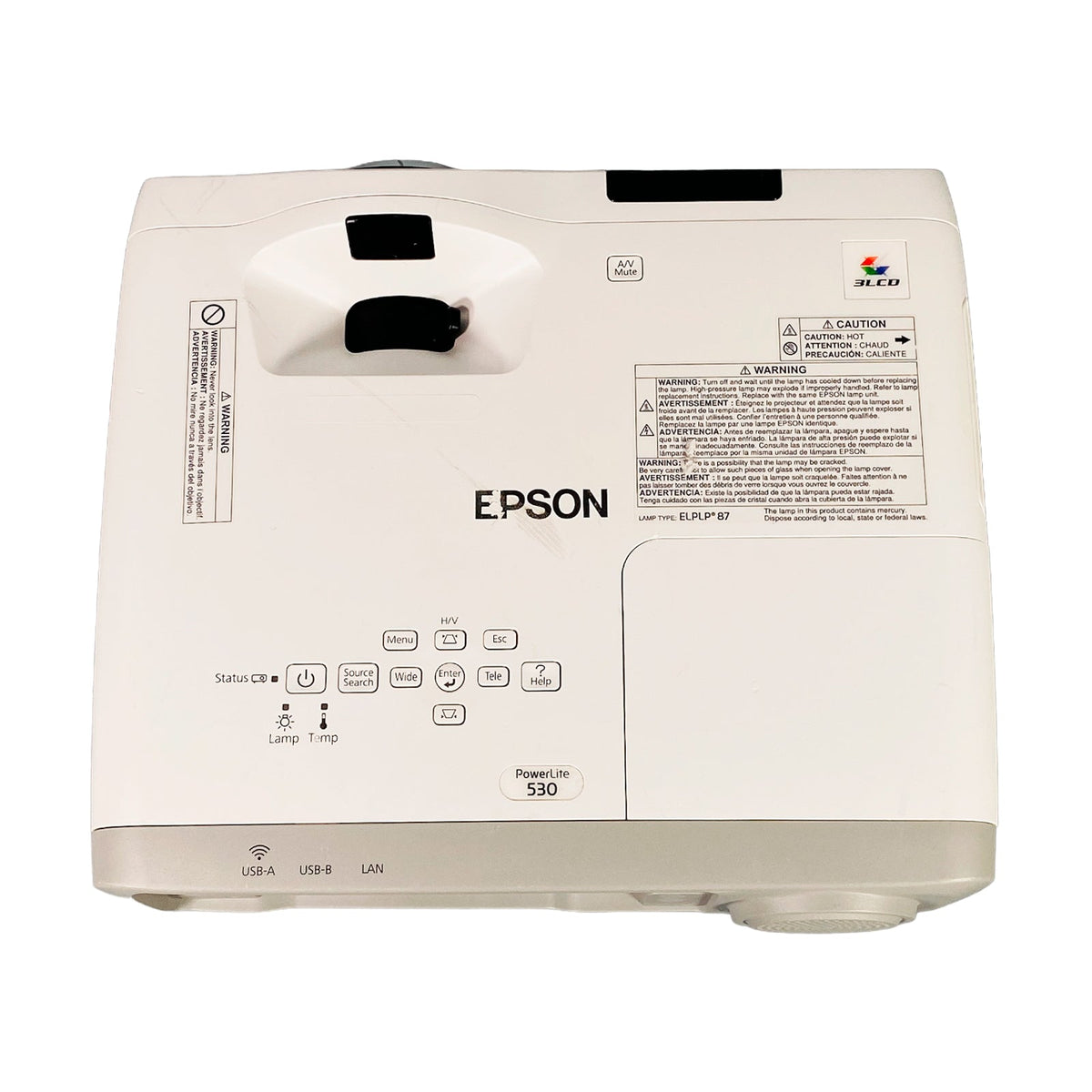 Epson PowerLite 530 3200 Lumens XGA 3LCD Short Throw Classroom & Office Projector HDMI