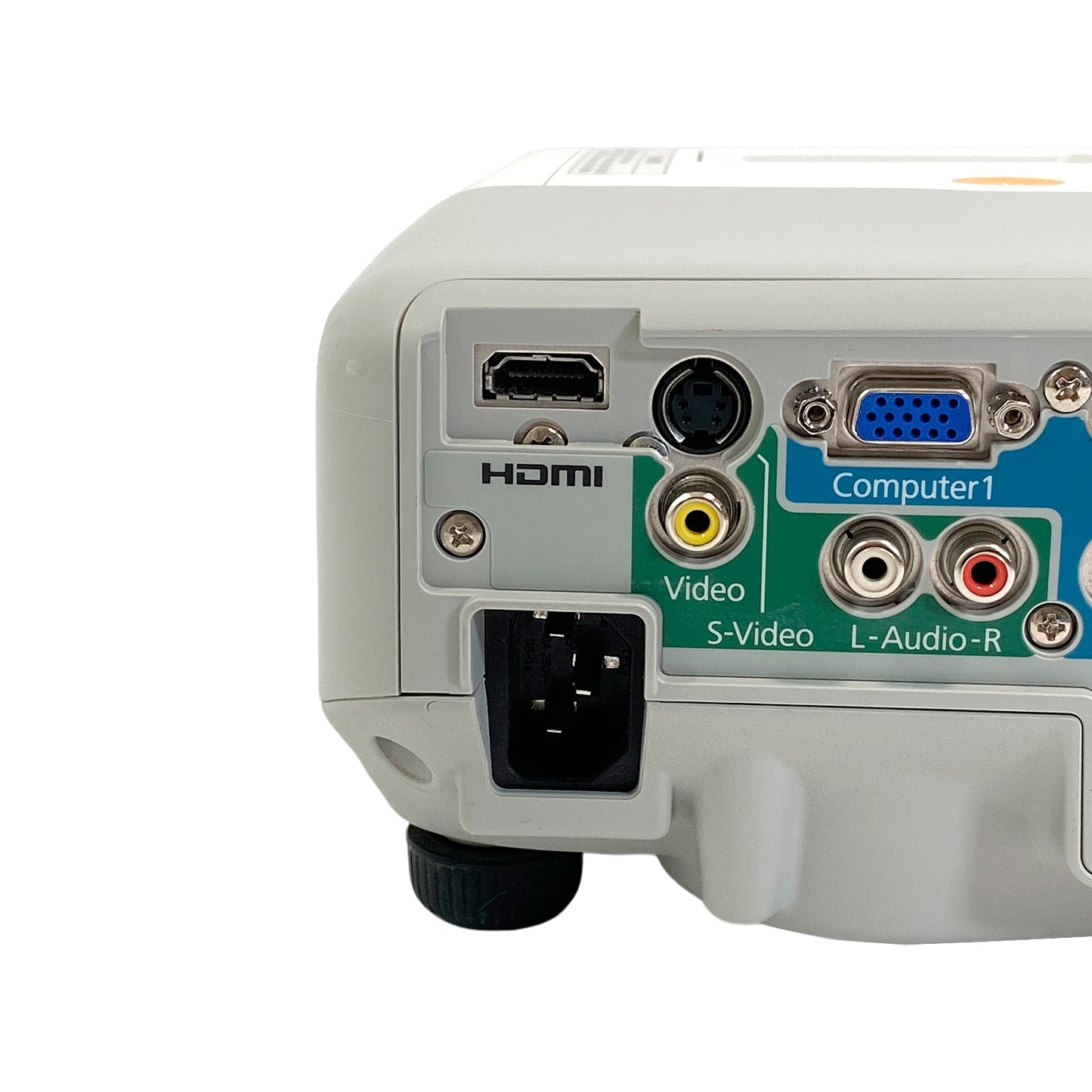 Projector HDMI VGA S-Video and audio input ports close view