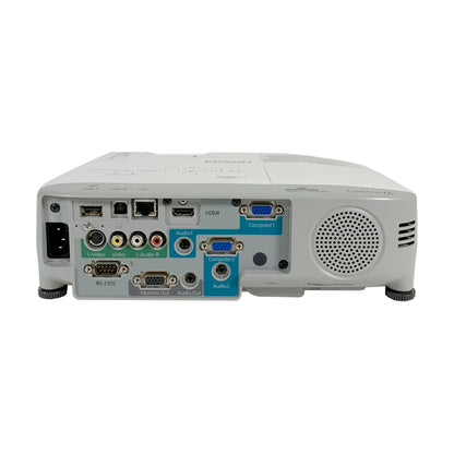 Projector rear connection panel with HDMI VGA USB and audio ports
