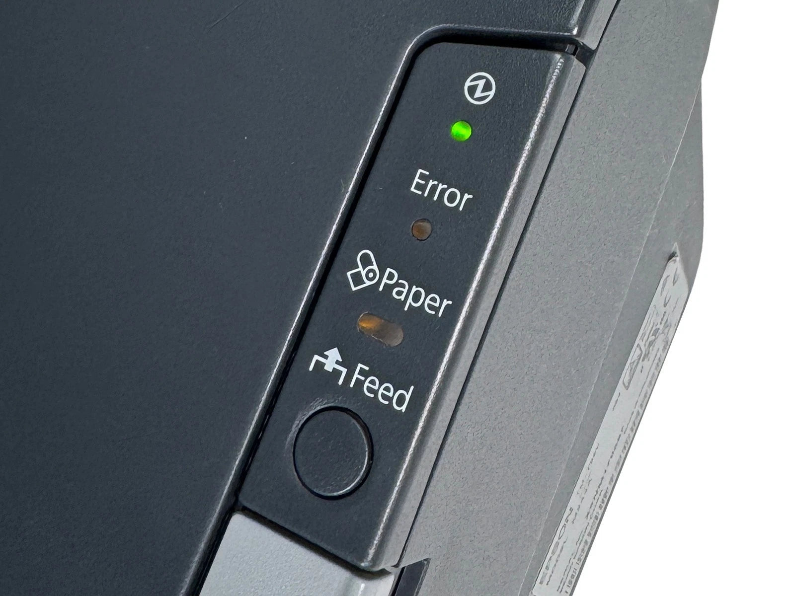 Epson TM-T88V printer control panel with feed and status lights
