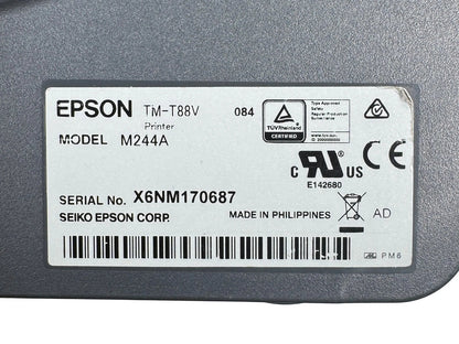 Epson TM-T88V printer serial number and model label