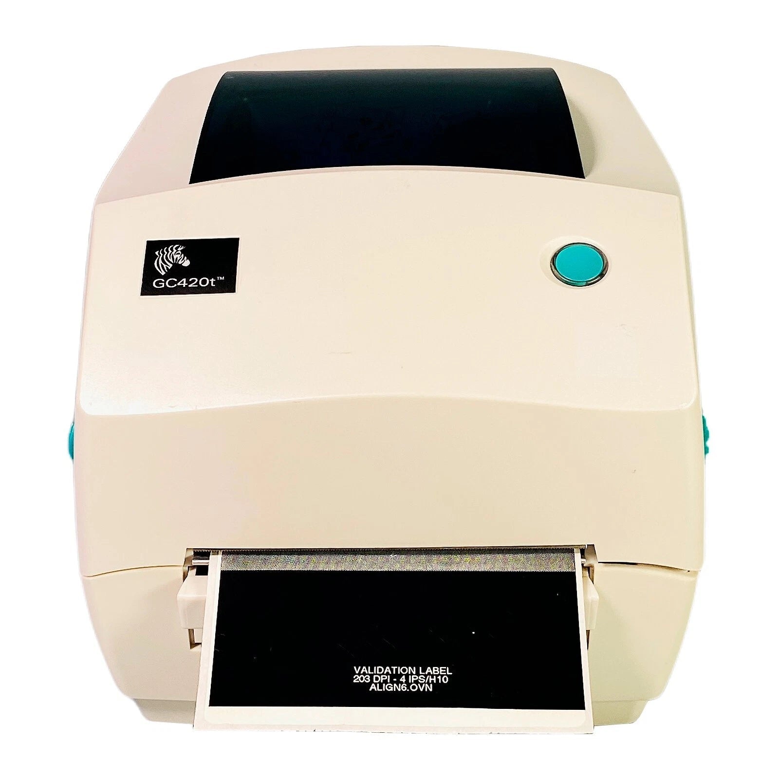 Front panel view with closed label output door