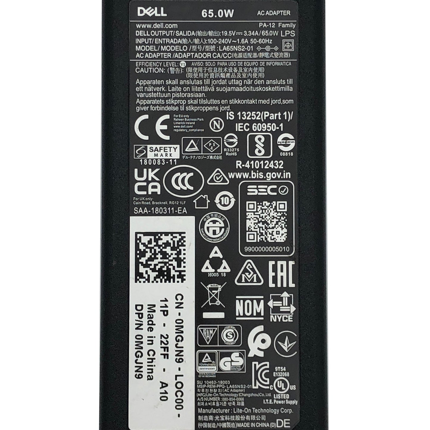 Genuine Dell 65W AC Adapter LA65NS2 - 01 19.5V 3.34A 4.5mm + Pin Charger