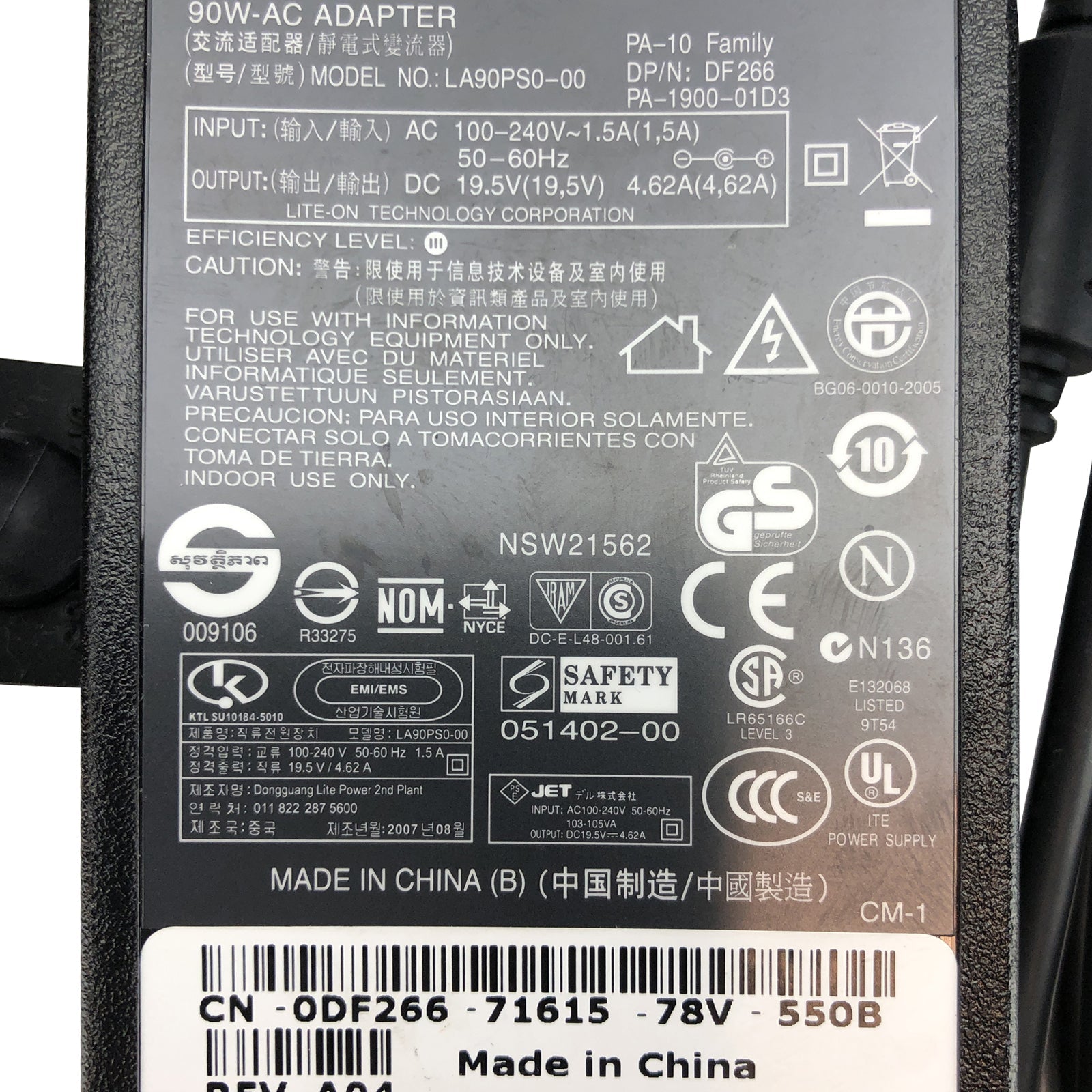 Genuine Dell 90W AC Adapter 19.5V 4.62A Charger LA90PS0 - 00 7.4x5.0mm