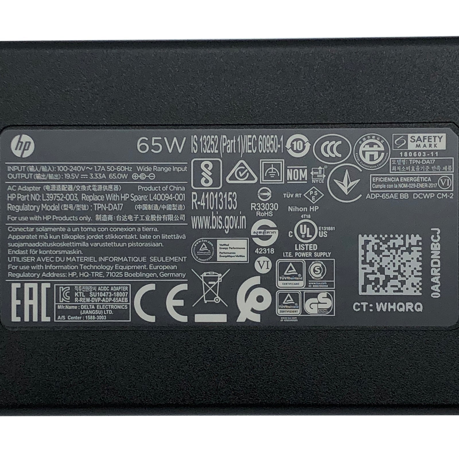 Genuine HP 65W AC Adapter 19.5V 3.33A – 902990 - 003 7.4mm Smart Pin