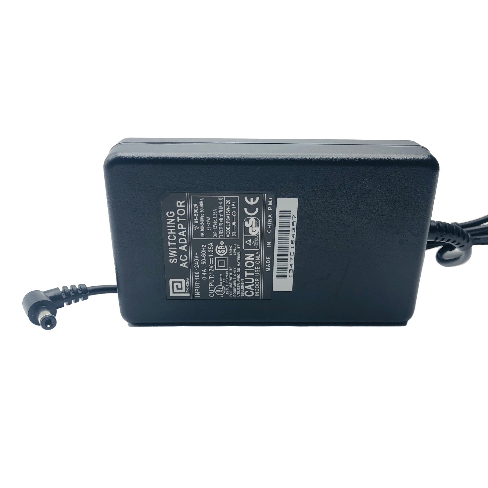 Genuine Phihong PSA15W - 120 AC Adapter – 12V 1.25A Switching Power Supply - TeKswamp