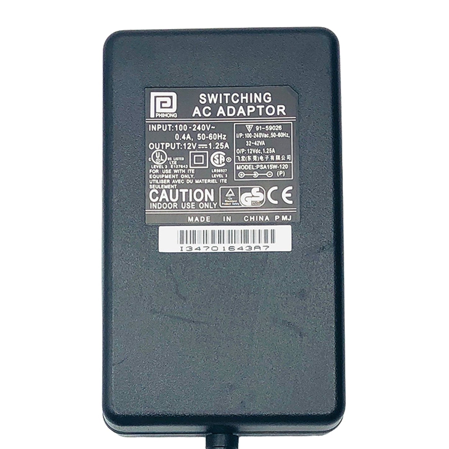 Genuine Phihong PSA15W - 120 AC Adapter – 12V 1.25A Switching Power Supply - TeKswamp