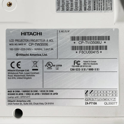 Projector model identification and compliance label