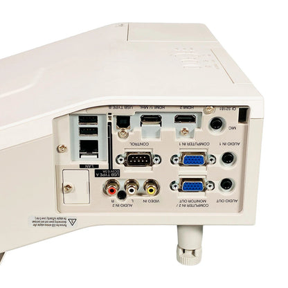 Interactive projector rear connection panel with HDMI VGA USB and audio ports